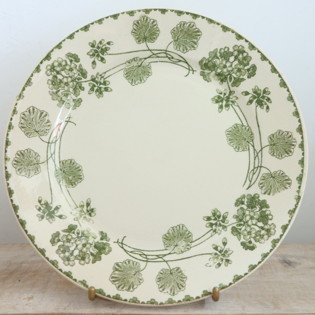 アンティークプレート ゼラニウム デザート皿 GERANIUM フランス サルグミンヌ製 U&C SARREGUEMINES