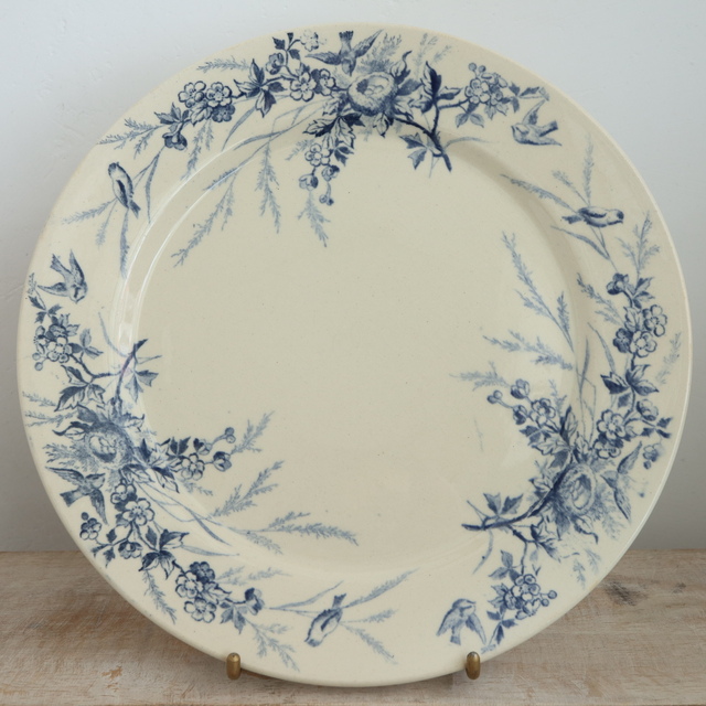 アンティーク プレート 小鳥 皿 LINOTTE フランス クレイユモントロー製 Creil Montereau
