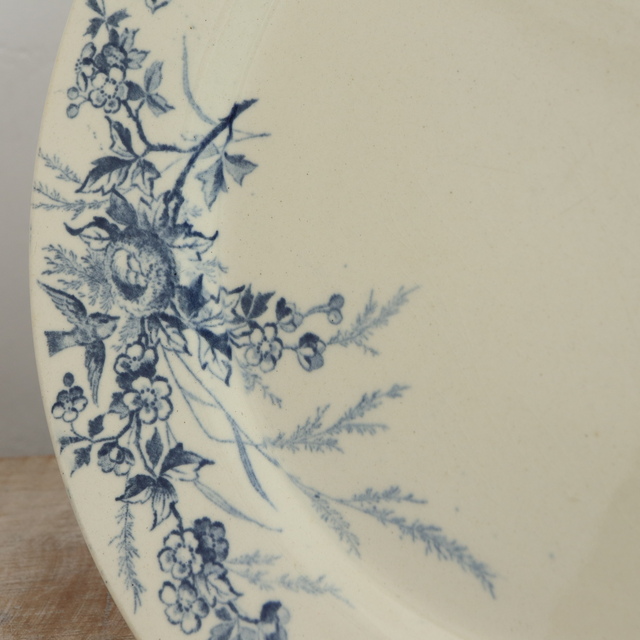 アンティーク プレート 小鳥 皿 LINOTTE フランス クレイユモントロー製 Creil Montereau