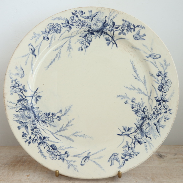 アンティーク プレート 小鳥 皿 LINOTTE フランス クレイユモントロー製 Creil Montereau