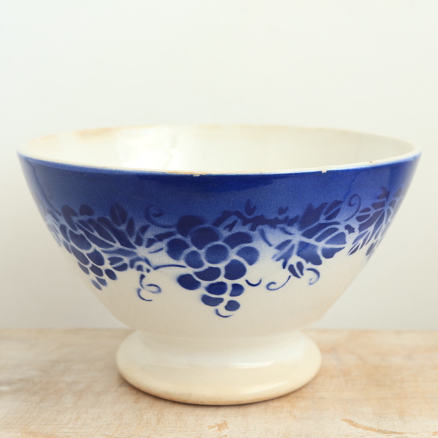 アンティーク カフェオレボウル ブドウ フランス リュネヴィル製 K&G LUNEVILLE