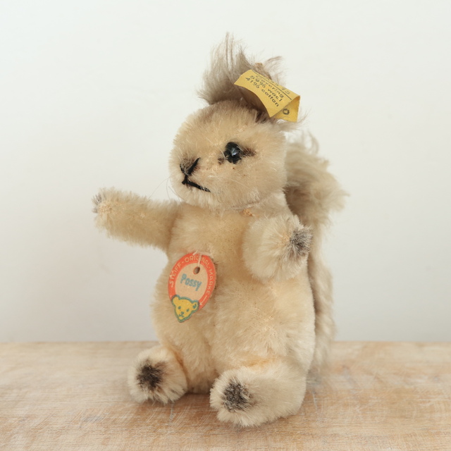 アンティーク シュタイフ リス グレー Steiff Possy 10cm