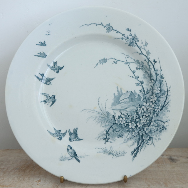 アンティークプレート 皿 フランス ジアン製 PAYSAGES GIEN製