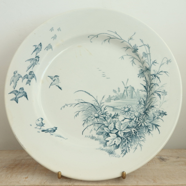 アンティークプレート 皿 フランス ジアン製 PAYSAGES GIEN製