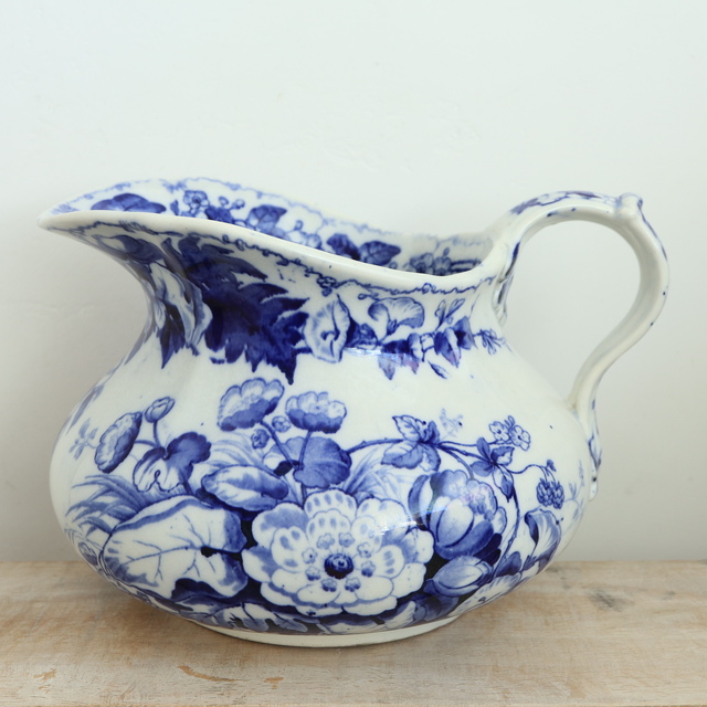 アンティーク ピシェ FLORA フランス クレイユモントロー製 Creil Montereau