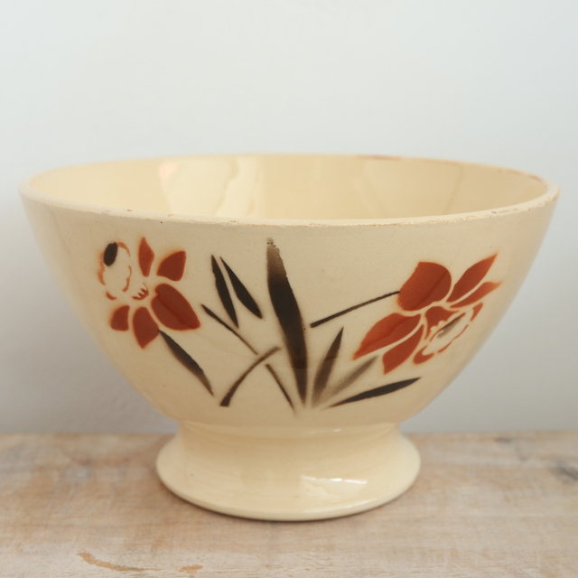 アンティーク カフェオレボウル 水仙 フランス バドンヴィレー製 Badonviller