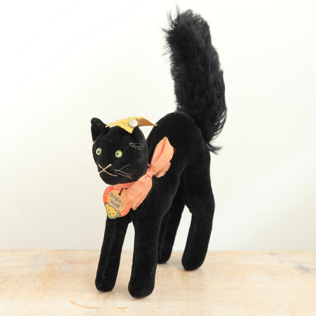 アンティーク シュタイフ 黒猫 Steiff Black Tom Cat 10cm
