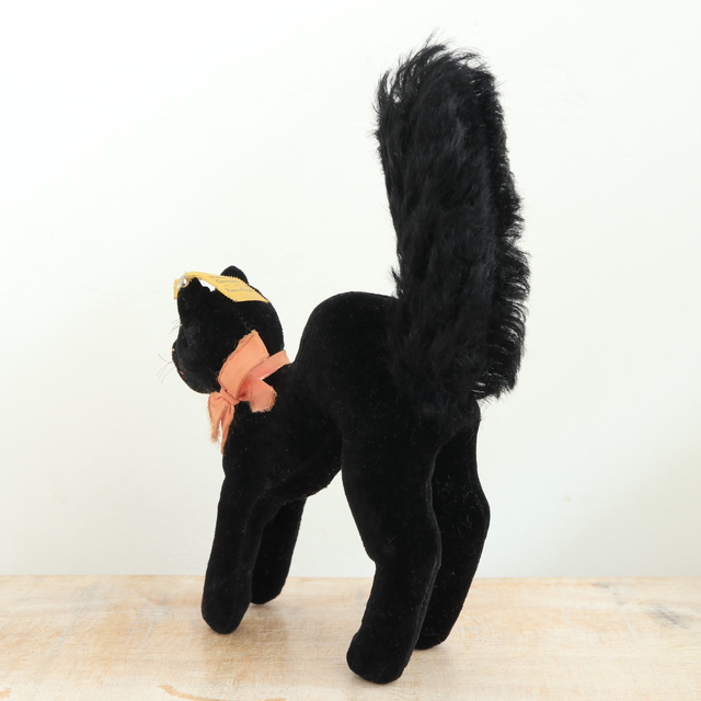ビンテージ　シュタイフ　トム　キャット 黒猫　別珍製　高さ10cm ① アンティーク シュタイフ 黒猫 Steiff Black Tom Cat 10cm