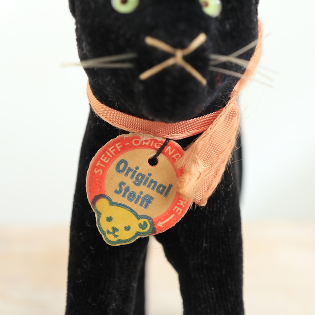 アンティーク シュタイフ 黒猫 Steiff Black Tom Cat 10cm