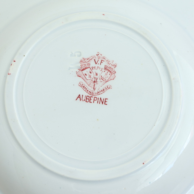アンティーク プレート 深皿 セイヨウサンザシ AUBEPINE フランス