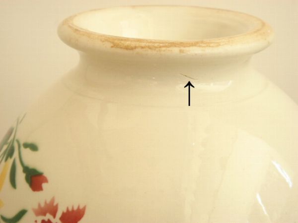 アンティークカフェオレボウル 花のステンシル Sarreguemines