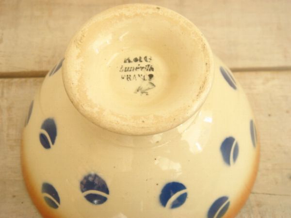 アンティーク 小さなカフェオレボウル 水玉 Luneville