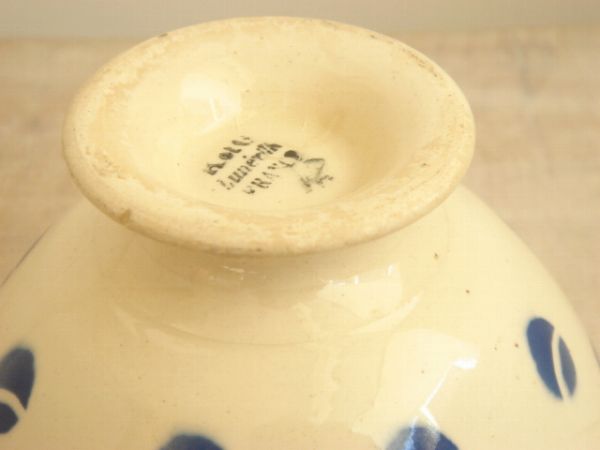 アンティーク 小さなカフェオレボウル 水玉 Luneville