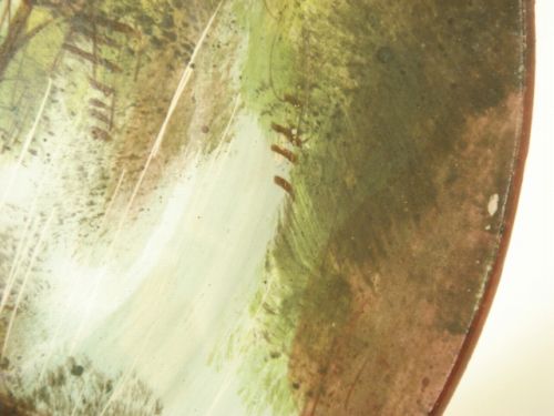 アンティーク皿 手書きの風景画 Creil et Montereau製