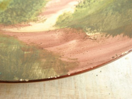 アンティーク皿 手書きの風景画 Creil et Montereau製