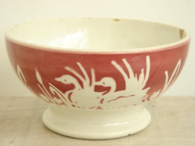 アンティークカフェオレボウル 白鳥 Badonviller