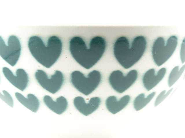 アンティークカフェオレボウル ハート グリーン Digoin