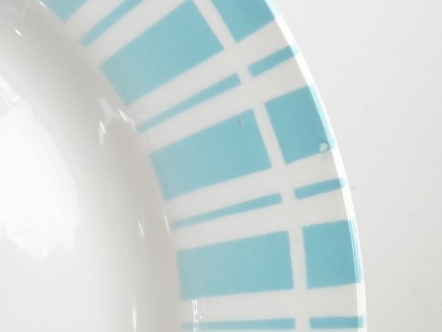 アンティーク皿 水色ストライプ DIGOIN & SARREGUEMINES製