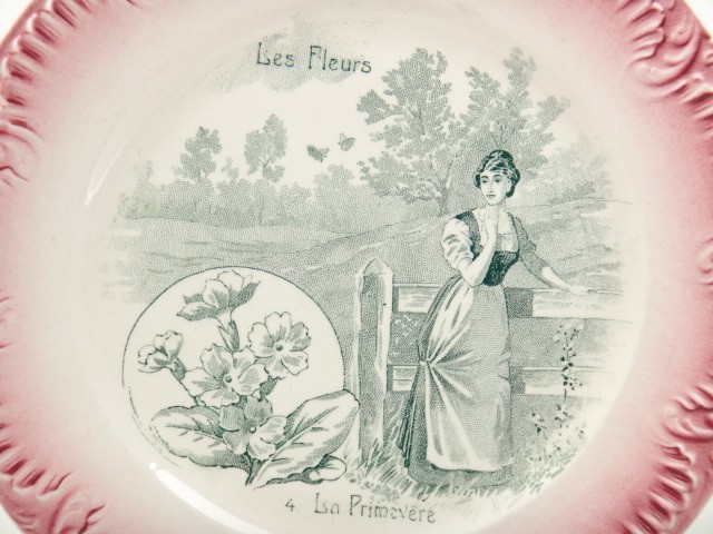 アンティーク皿 Les Fleurs No4 La Primevere DIGOIN et SARREGUEMINES製