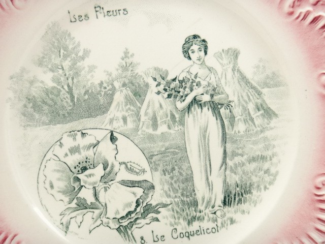 アンティーク皿 Les Fleurs No8 Le Coquelicot DIGOIN et SARREGUEMINES製