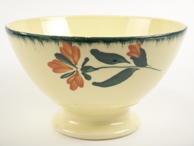 アンティークカフェオレボウル 手書きの花 K et G Luneville製