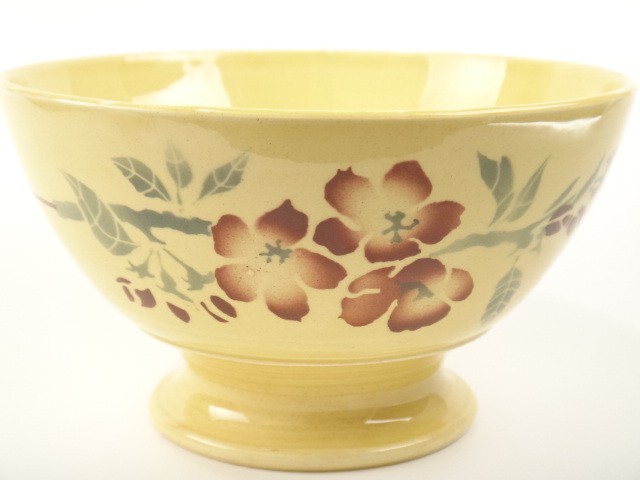 アンティークカフェオレボウル 花のステンシル St.Amand製
