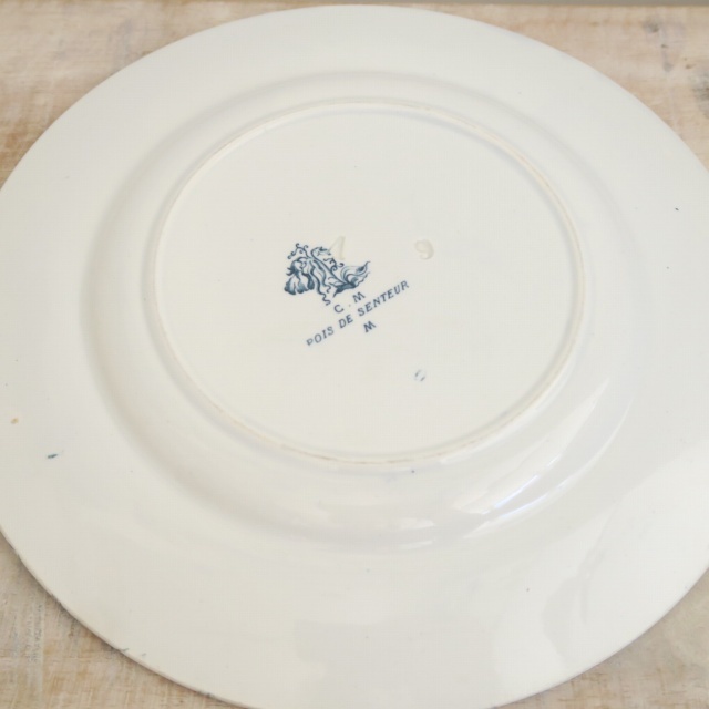 アンティークデザート皿 スイートピー Creil et Montereau製
