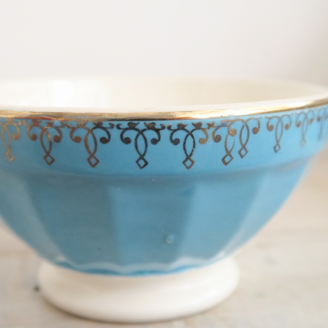 アンティークカフェオレボウル（レース柄） アンティーク カフェオレボウル モロッコ レース ブルー