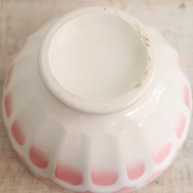アンティーク プチ カフェオレボウル ピンク ウロコ Moulin des Loups製
