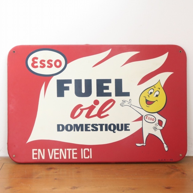 エッソ ビンテージ看板 Esso FUEL OIL DOMESTIQUE