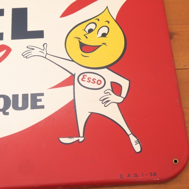 エッソ ビンテージ看板 Esso FUEL OIL DOMESTIQUE