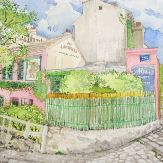 水彩画 モンマルトル ラパン・アジル by Pascale