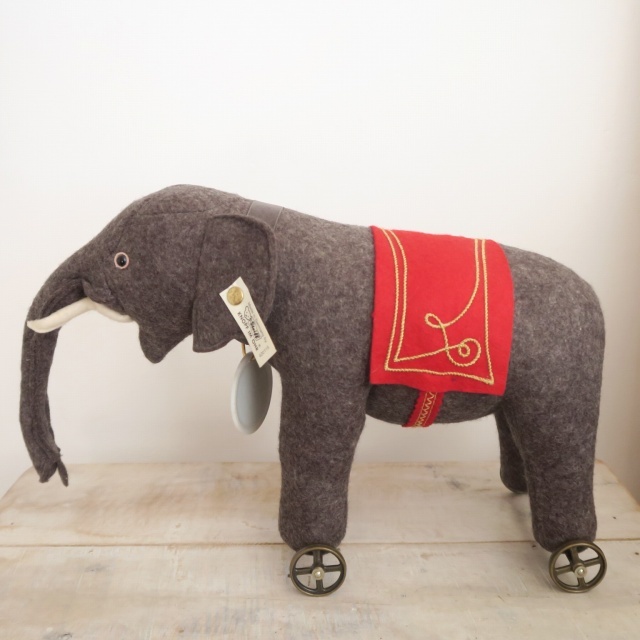シュタイフ フェルト エレファント オン ホイール 1914 Steiff GREY 22cm