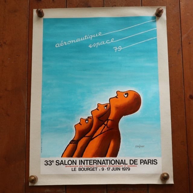 サヴィニャック パリ国際航空宇宙ショー ビンテージポスター Savignac AERONAUTIQUE ESPACE 1979