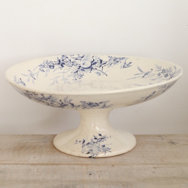 アンティークコンポティエ 鳥 フランス クレイユモントロー製 LINOTTE  