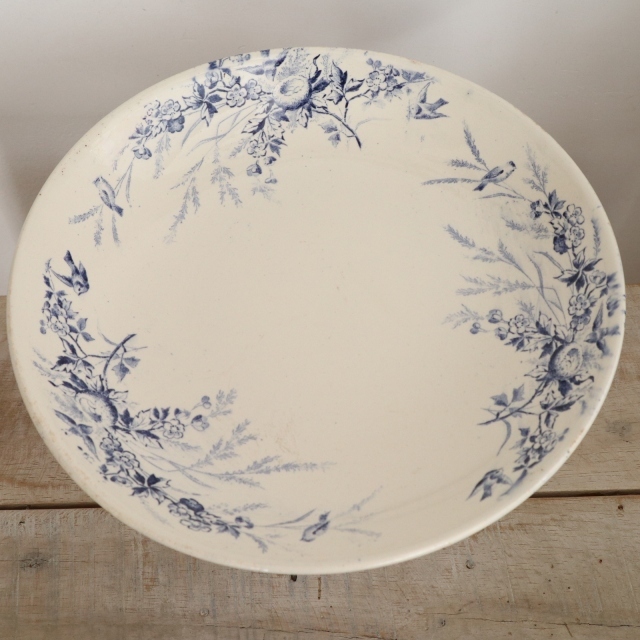 アンティークコンポティエ 鳥 フランス クレイユモントロー製 LINOTTE  