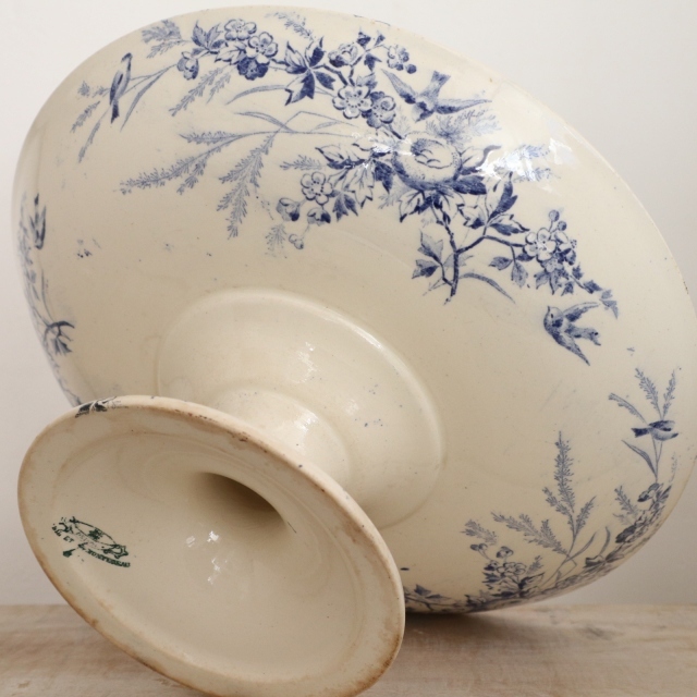 アンティークコンポティエ 鳥 フランス クレイユモントロー製 LINOTTE Creil Montereau