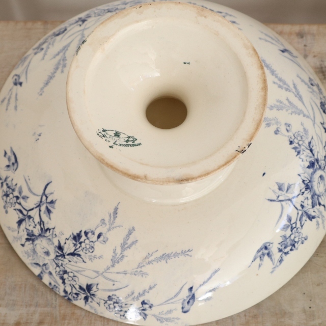 アンティークコンポティエ 鳥 フランス クレイユモントロー製 LINOTTE Creil Montereau