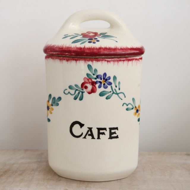 アンティーク キャニスター CAFE コーヒー フランス サルグミンヌ製 DIEPPE SARREGUEMINES