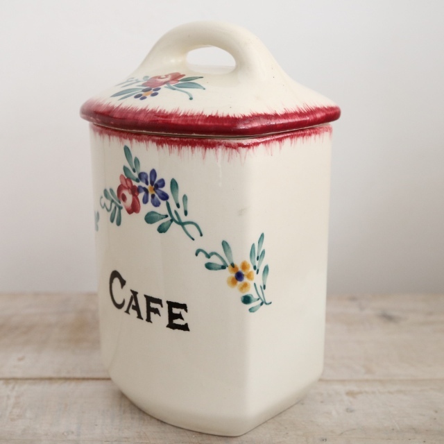 アンティーク キャニスター CAFE コーヒー フランス サルグミンヌ製 DIEPPE SARREGUEMINES