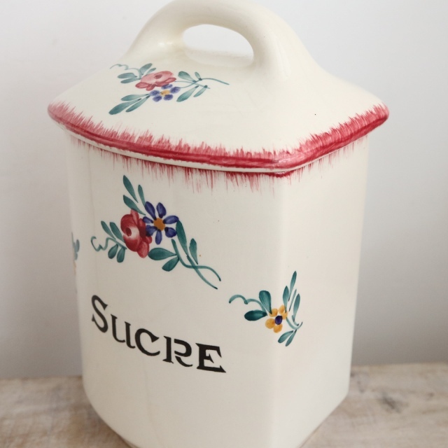 アンティーク キャニスター SUCRE 砂糖 フランス サルグミンヌ製 DIEPPE SARREGUEMINES