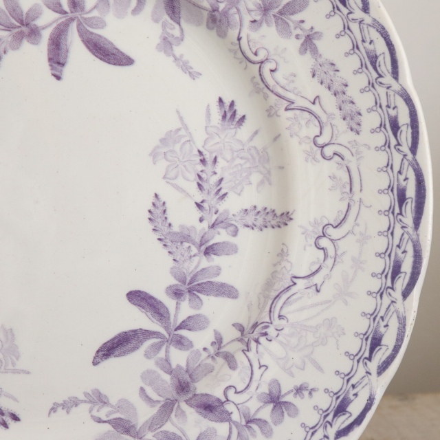 アンティークプレート アンティーク皿 FLORA フランス クレイユモントロー製 Creil Montereau