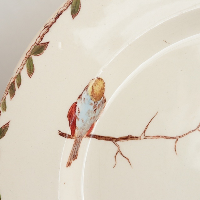 アンティーク プレート 花と小鳥 OXFORD フランス ショワジールロワ製 CHOISY LE ROI