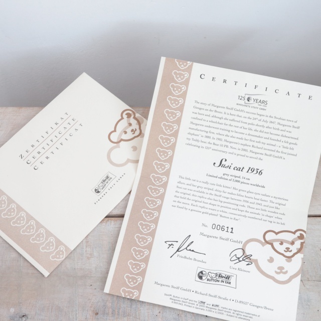 シュタイフ ネコ Steiff Susi cat 1936 Replica
