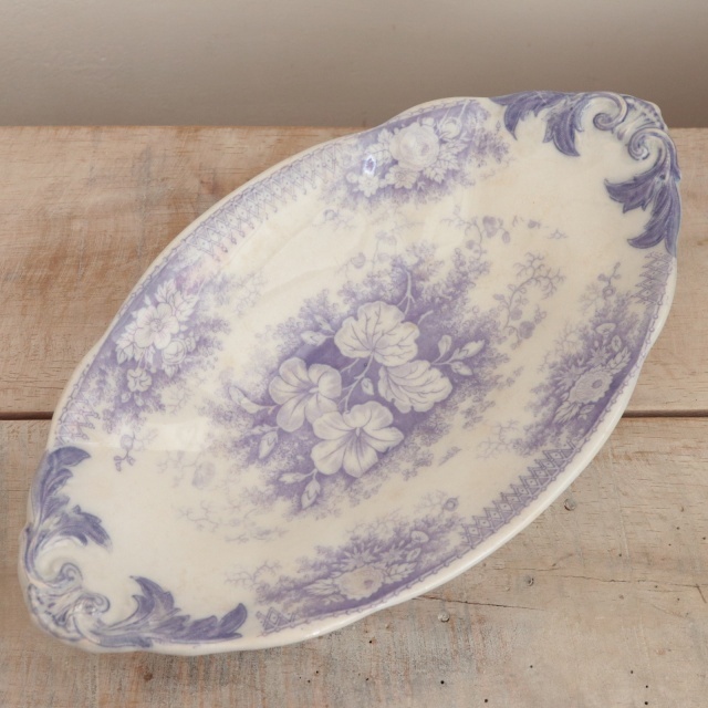 アンティーク ラヴィエ オーバル皿 JARDINIERE フランス サルグミンヌ製 U&C SARREGUEMINES