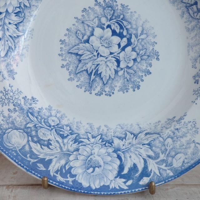 アンティーク プレート FLEURS 深皿 フランス ペクソンヌ製 PEXONNE Fenal Freres