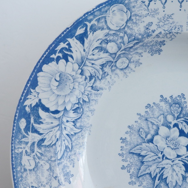 アンティーク プレート FLEURS 深皿 フランス ペクソンヌ製