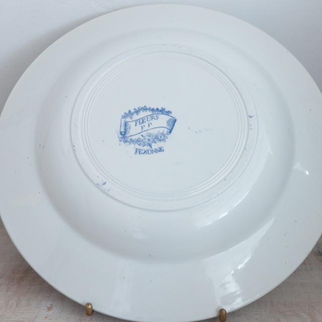 アンティーク プレート FLEURS 深皿 フランス ペクソンヌ製 PEXONNE Fenal Freres