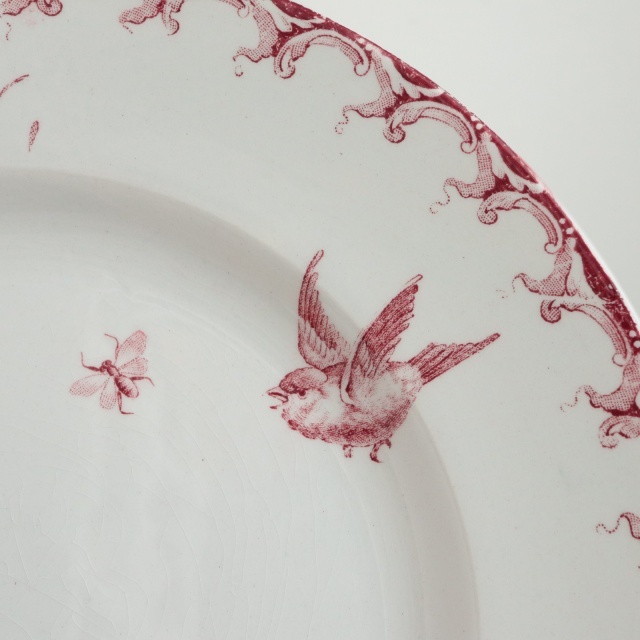 アンティーク プレート 小鳥 皿 AUBEPINE フランス サンタマン製