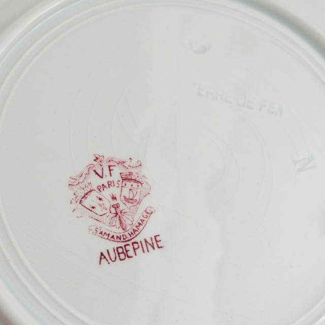 アンティーク プレート 小鳥 皿 AUBEPINE フランス サンタマン製 SAINT AMAND HAMAG